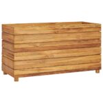 Lit surélevé 100x40x55 cm bois de teck recyclé et acier – Image 9