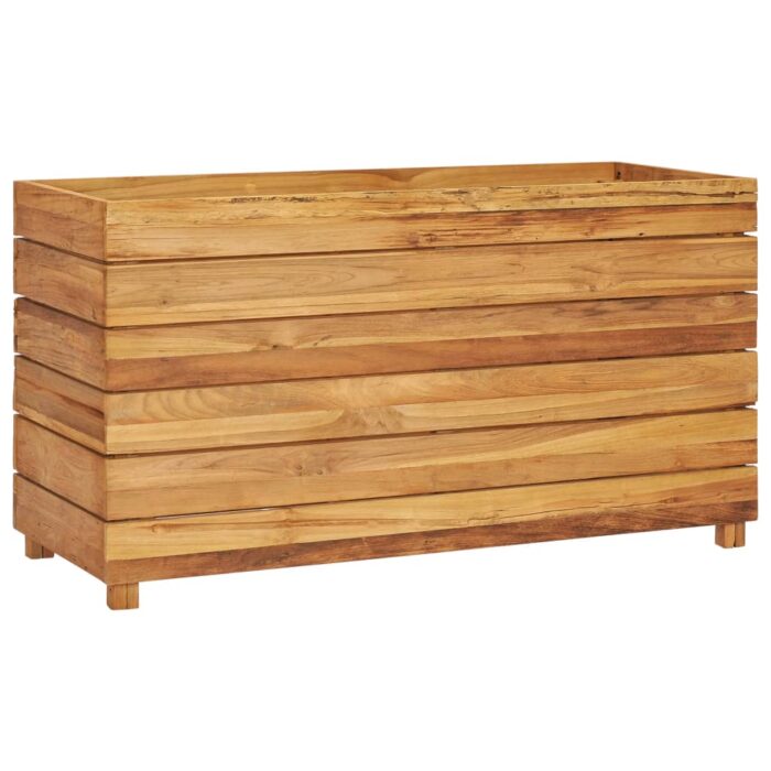 Lit surélevé 100x40x55 cm bois de teck recyclé et acier – Image 9