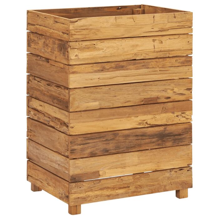 Lit surélevé 50x40x72 cm bois de teck recyclé et acier – Image 10
