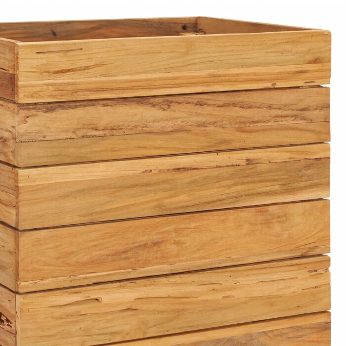 Lit surélevé 50x40x72 cm bois de teck recyclé et acier – Image 5