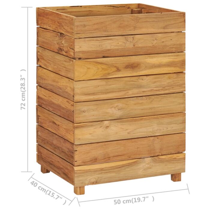 Lit surélevé 50x40x72 cm bois de teck recyclé et acier – Image 7