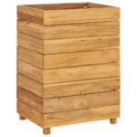 Lit surélevé 50x40x72 cm bois de teck recyclé et acier – Image 8