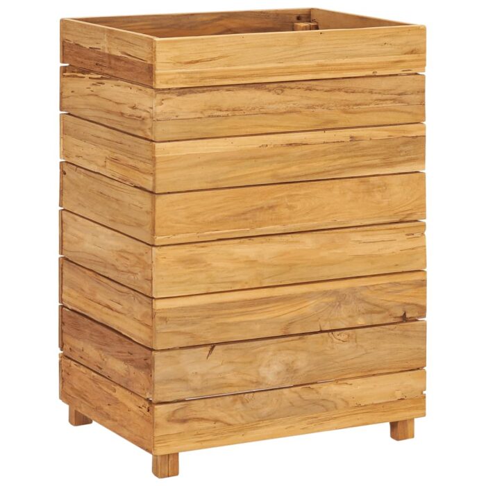 Lit surélevé 50x40x72 cm bois de teck recyclé et acier – Image 8