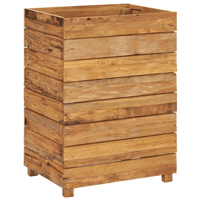 Lit surélevé 50x40x72 cm bois de teck recyclé et acier – Image 9