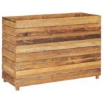 Lit surélevé 100x40x72 cm bois de teck recyclé et acier – Image 11