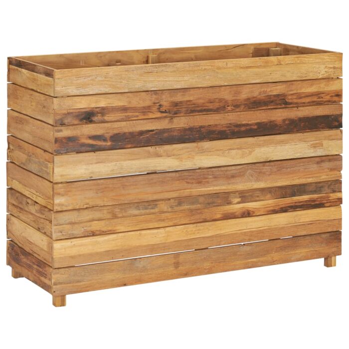Lit surélevé 100x40x72 cm bois de teck recyclé et acier – Image 11