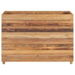 Lit surélevé 100x40x72 cm bois de teck recyclé et acier – Image 2