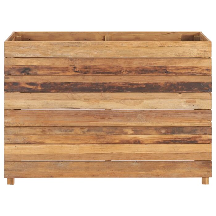 Lit surélevé 100x40x72 cm bois de teck recyclé et acier – Image 2