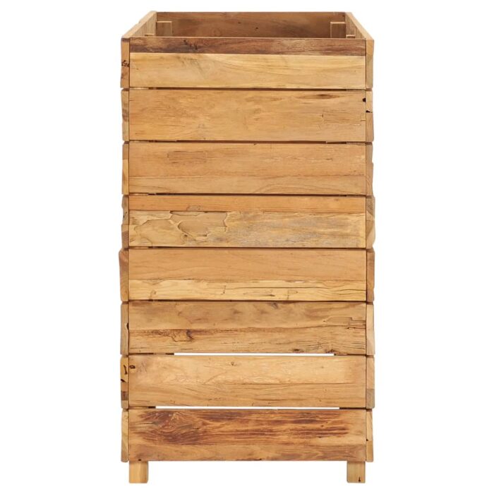 Lit surélevé 100x40x72 cm bois de teck recyclé et acier – Image 3