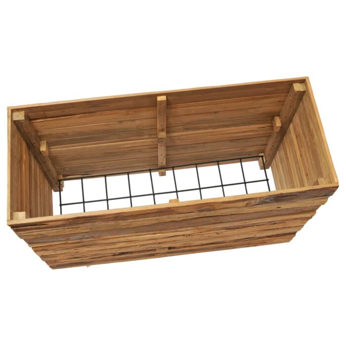 Lit surélevé 100x40x72 cm bois de teck recyclé et acier – Image 4