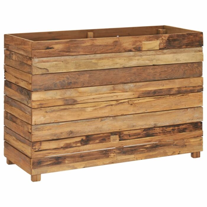 Lit surélevé 100x40x72 cm bois de teck recyclé et acier – Image 9