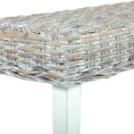 Banc 160 cm Blanc Rotin naturel kubu et bois de manguier massif – Image 4