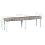 Banc 160 cm Blanc Rotin naturel kubu et bois de manguier massif – Image 5