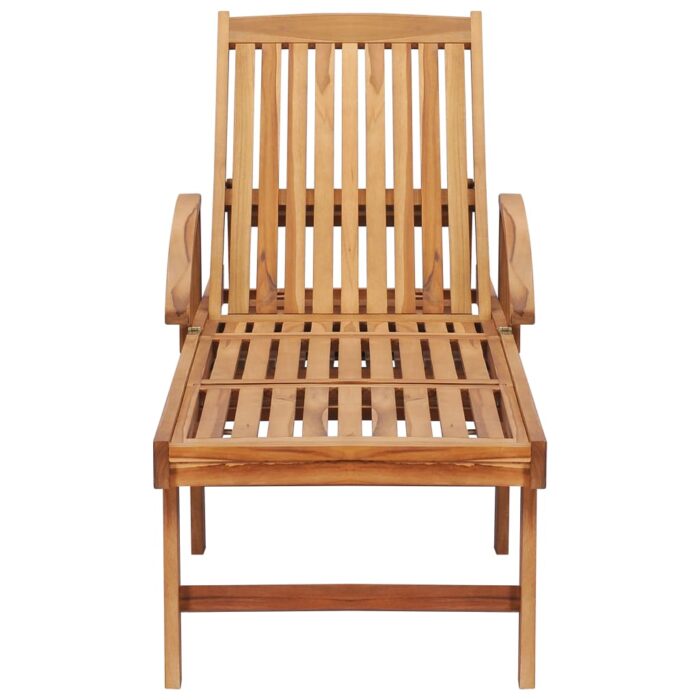 Chaise longue avec table Bois de teck solide – Image 4