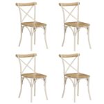 Chaises à dossier croisé lot de 4 blanc bois de manguier massif