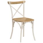 Chaises à dossier croisé lot de 4 blanc bois de manguier massif – Image 12