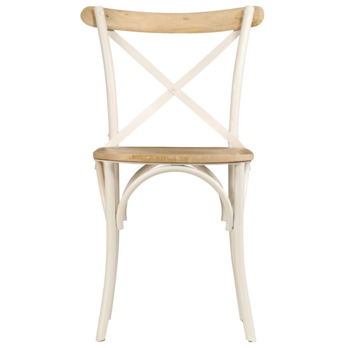 Chaises à dossier croisé lot de 4 blanc bois de manguier massif – Image 3