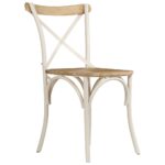 Chaises à dossier croisé lot de 6 blanc bois de manguier massif – Image 2