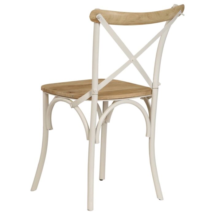 Chaises à dossier croisé lot de 6 blanc bois de manguier massif – Image 4