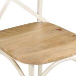 Chaises à dossier croisé lot de 6 blanc bois de manguier massif – Image 9