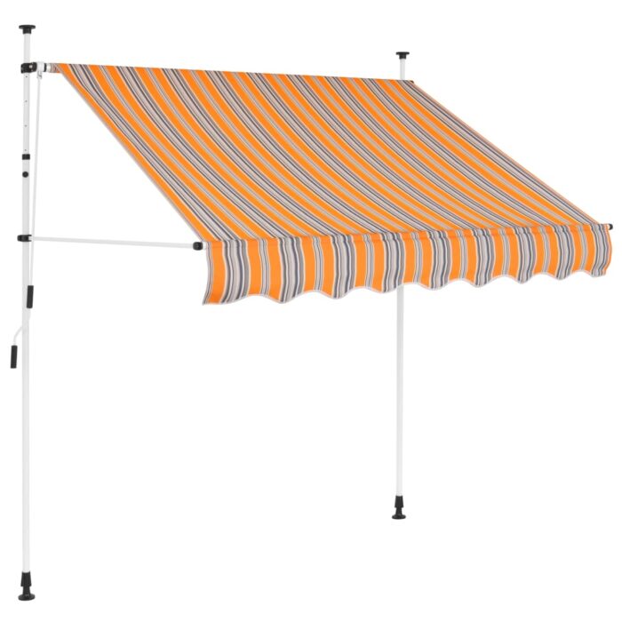 Auvent rétractable manuel 100 cm Rayures jaunes et bleues – Image 1