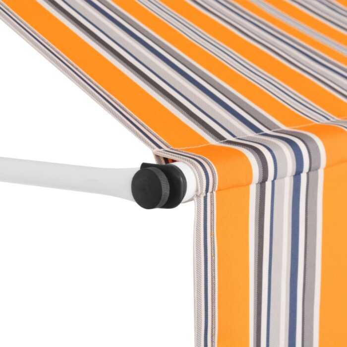 Auvent rétractable manuel 100 cm Rayures jaunes et bleues – Image 2