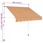 Auvent rétractable manuel 100 cm Rayures jaunes et bleues – Image 6