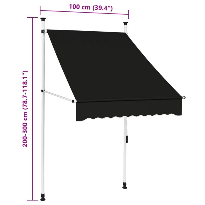 Auvent manuel rétractable 100 cm anthracite – Image 5
