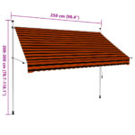 Auvent manuel rétractable 250 cm Orange et marron – Image 6