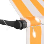 Auvent manuel rétractable avec LED 300 cm Blanc et orange – Image 3