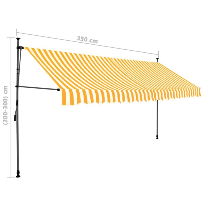 Auvent manuel rétractable avec LED 350 cm Blanc et orange – Image 7