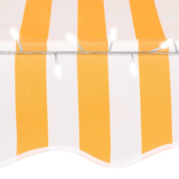 Auvent manuel rétractable avec LED 400 cm Blanc et orange – Image 4