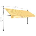 Auvent manuel rétractable avec LED 400 cm Blanc et orange – Image 7