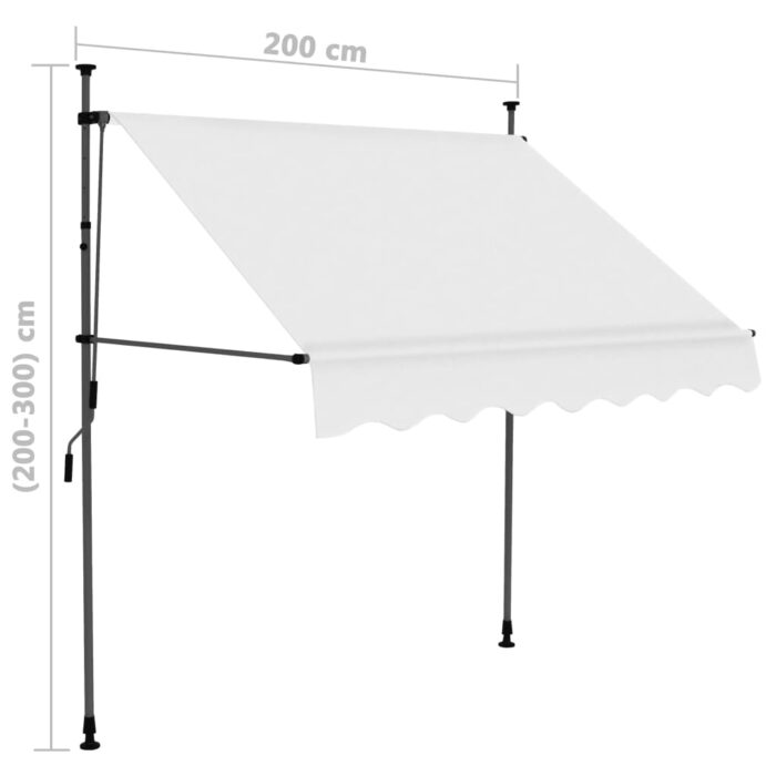 Auvent manuel rétractable avec LED 200 cm Crème – Image 7