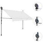 Auvent manuel rétractable avec LED 250 cm Crème – Image 2