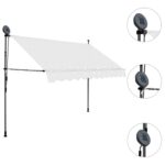 Auvent manuel rétractable avec LED 300 cm Crème – Image 2