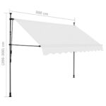 Auvent manuel rétractable avec LED 300 cm Crème – Image 7