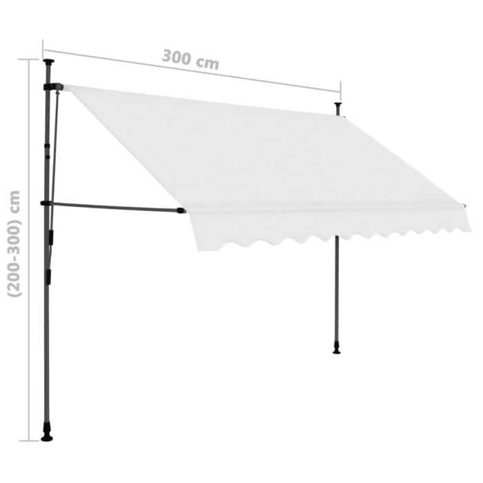 Auvent manuel rétractable avec LED 300 cm Crème – Image 7