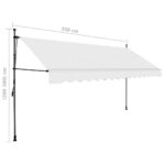 Auvent manuel rétractable avec LED 350 cm Crème – Image 7