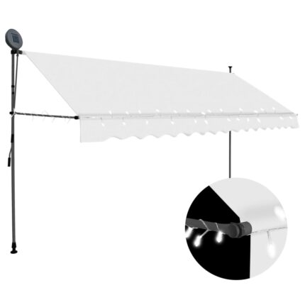 Auvent manuel rétractable avec LED 400 cm Crème