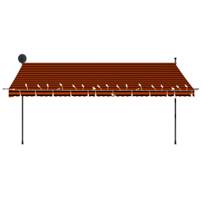 Auvent manuel rétractable avec LED 400 cm Orange et marron – Image 3