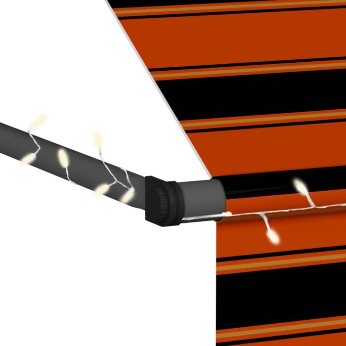 Auvent manuel rétractable avec LED 400 cm Orange et marron – Image 5