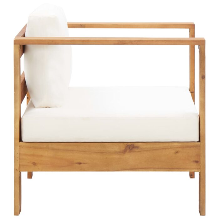 Chaise de jardin avec coussin Crème Bois d'acacia solide – Image 2
