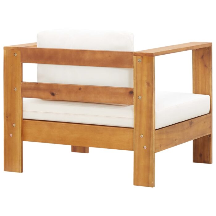 Chaise de jardin avec coussin Crème Bois d'acacia solide – Image 3