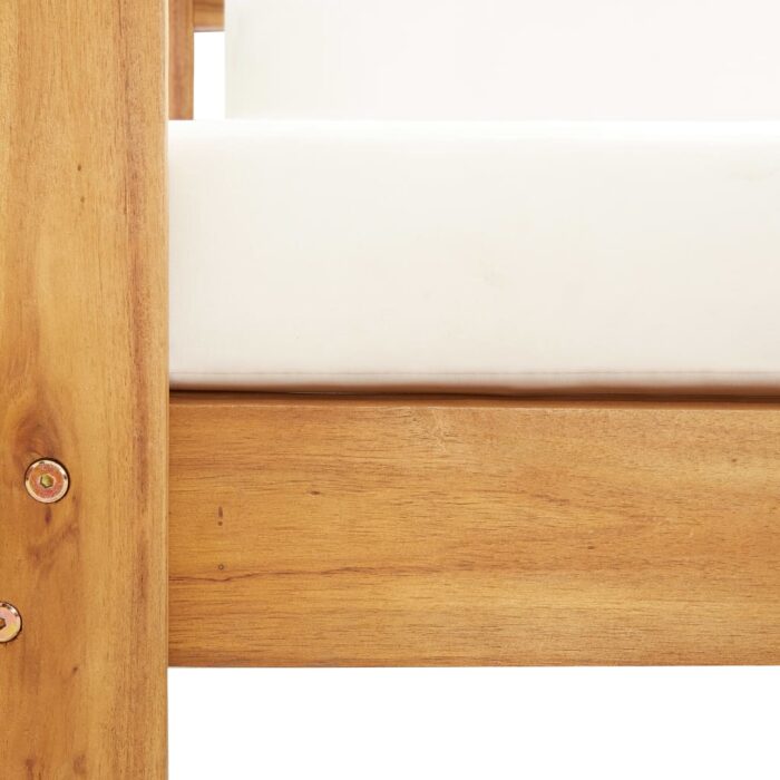 Chaise de jardin avec coussin Crème Bois d'acacia solide – Image 4