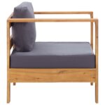 Chaise de jardin avec coussin Gris foncé Bois d'acacia solide – Image 2