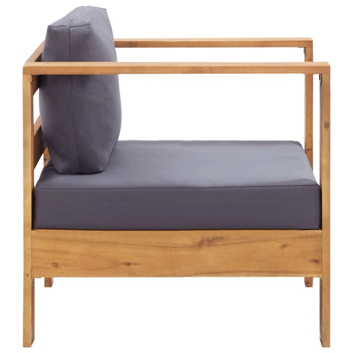Chaise de jardin avec coussin Gris foncé Bois d'acacia solide – Image 2