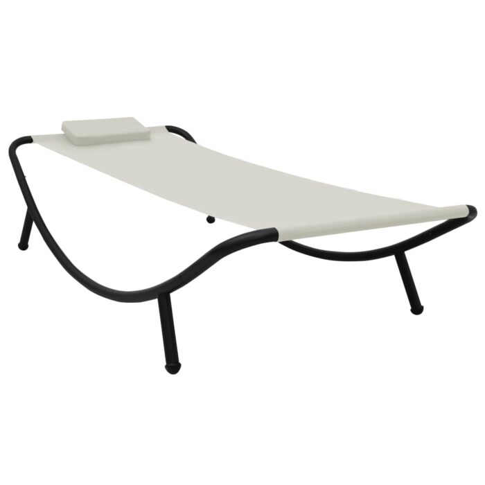 Lit de jardin crème 200x90 cm acier – Image 1