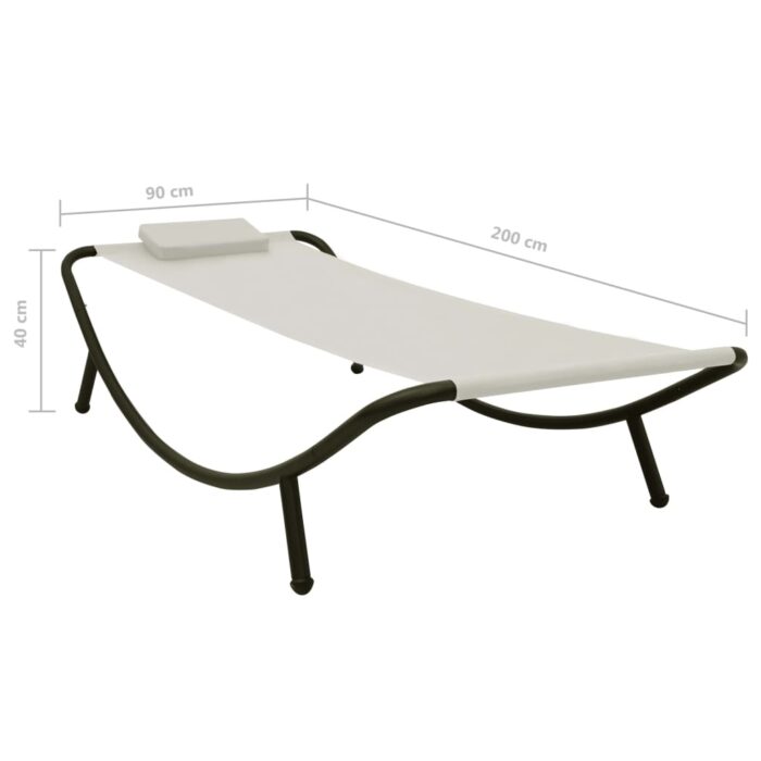 Lit de jardin crème 200x90 cm acier – Image 6