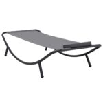 Lit de jardin Gris 200x90 cm Acier – Image 3